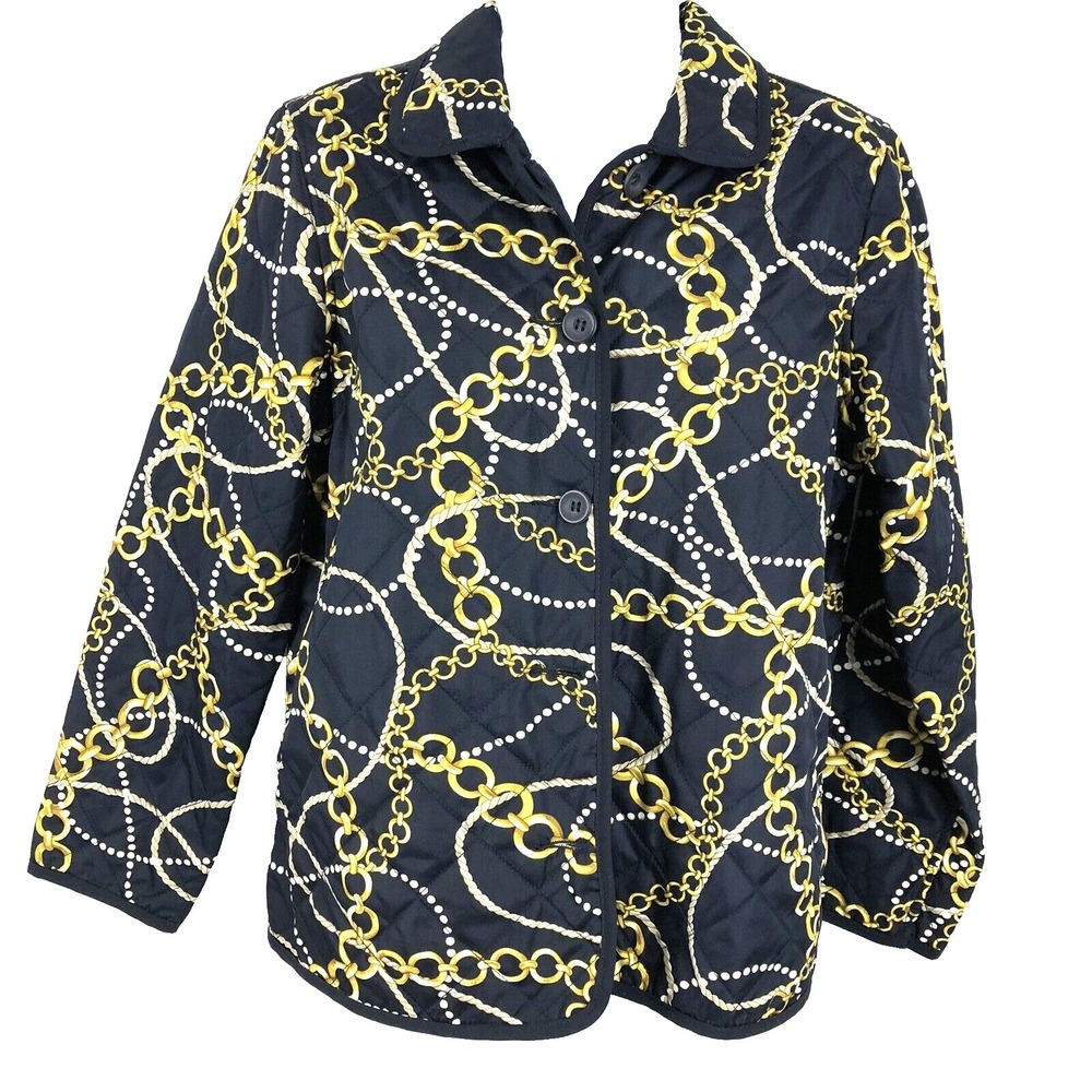 Koret Reversible Jacket Womens PS Blue Quilted Long Sleeves Button Front Vintage